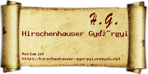 Hirschenhauser Györgyi névjegykártya
